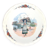 Sarreguemines pie dish in earthenware Alsace decor "Obernai" Loux 34cm