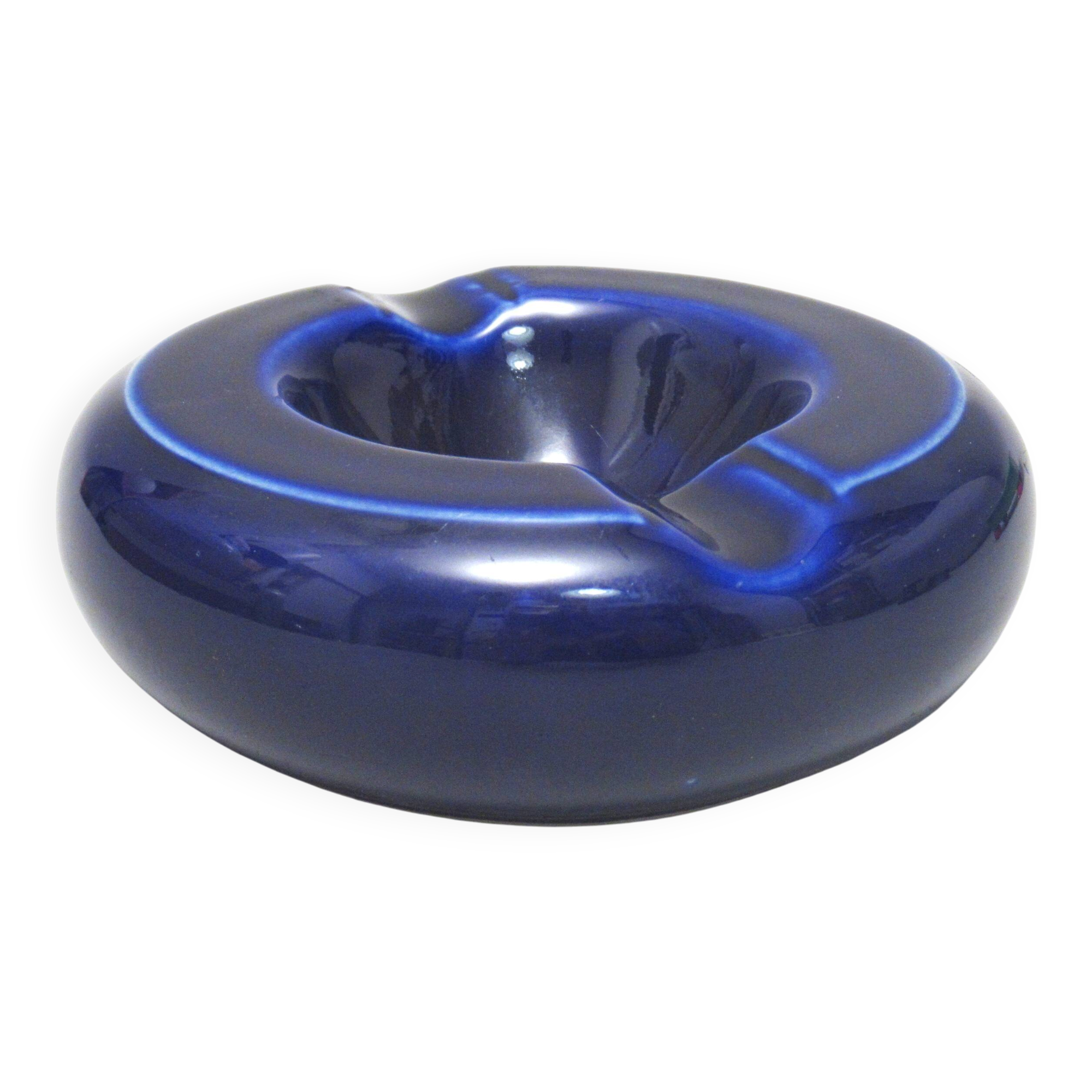 Modernist blue ceramic ashtray from the 1960s.