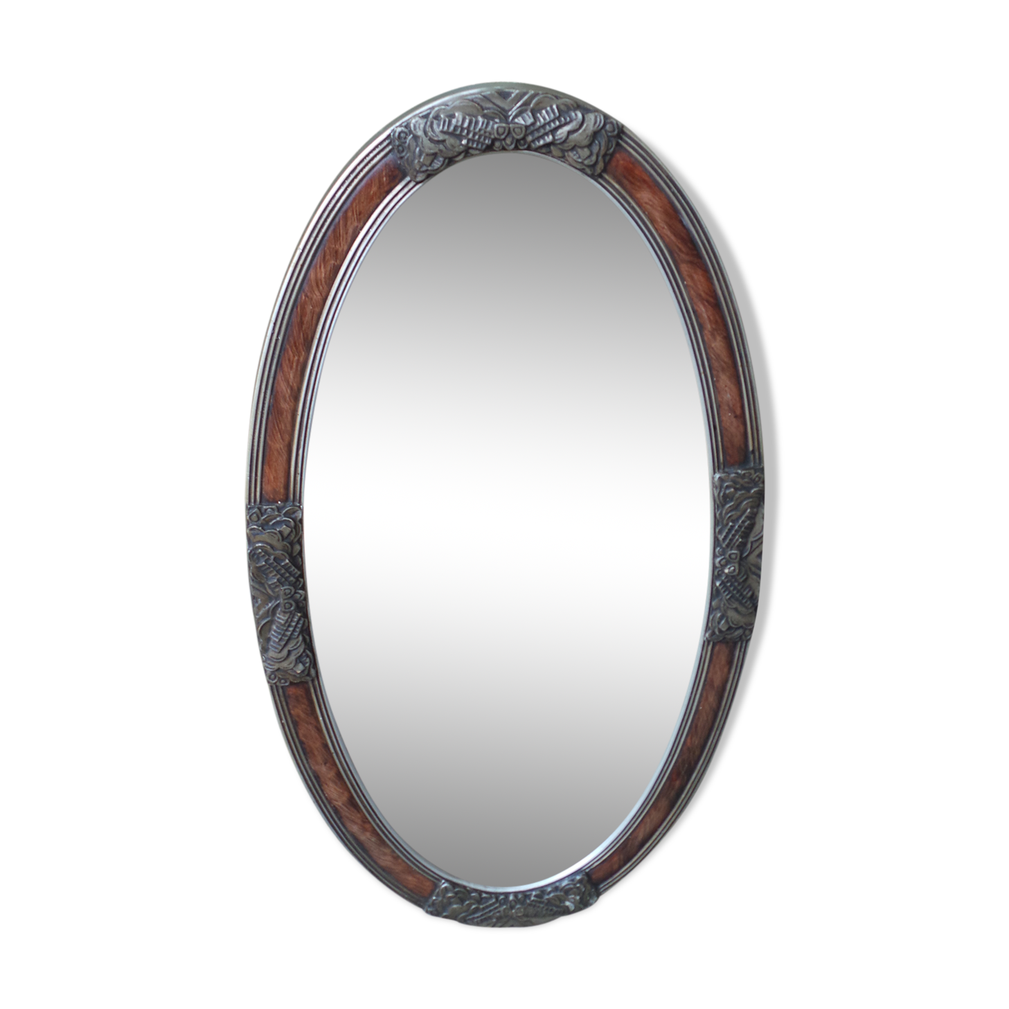 Mirror oval art deco 36x66cm