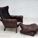 1970s, Danish armchair, original brown furniture leather.