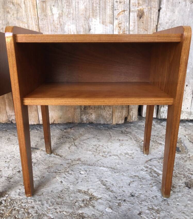 Pair of scandinavian vintage wood bedside tables