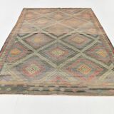 7x10 Kilim Grey Tons Living Room Wool Kilim Rug, 202x315Cm