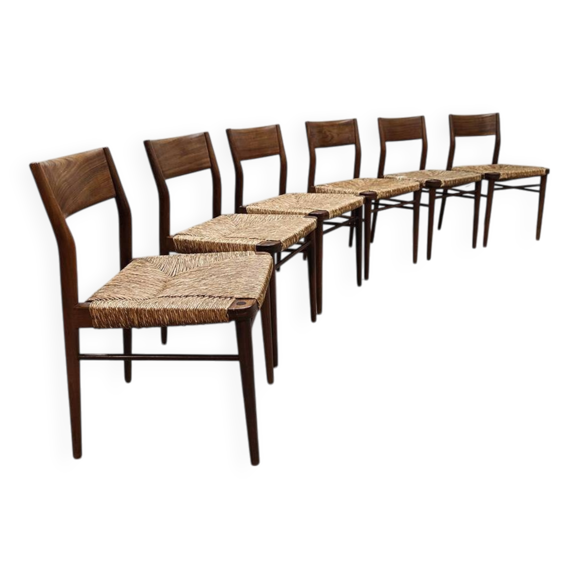 Wilkhahn vintage teak papercord dining chairs Georg Leowald model 351