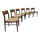 Wilkhahn vintage teak papercord dining chairs Georg Leowald model 351