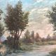 Mid 20th Century French Farmhouse Landscape Oil Painting on Board