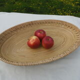 Flat oval wooden and wicker