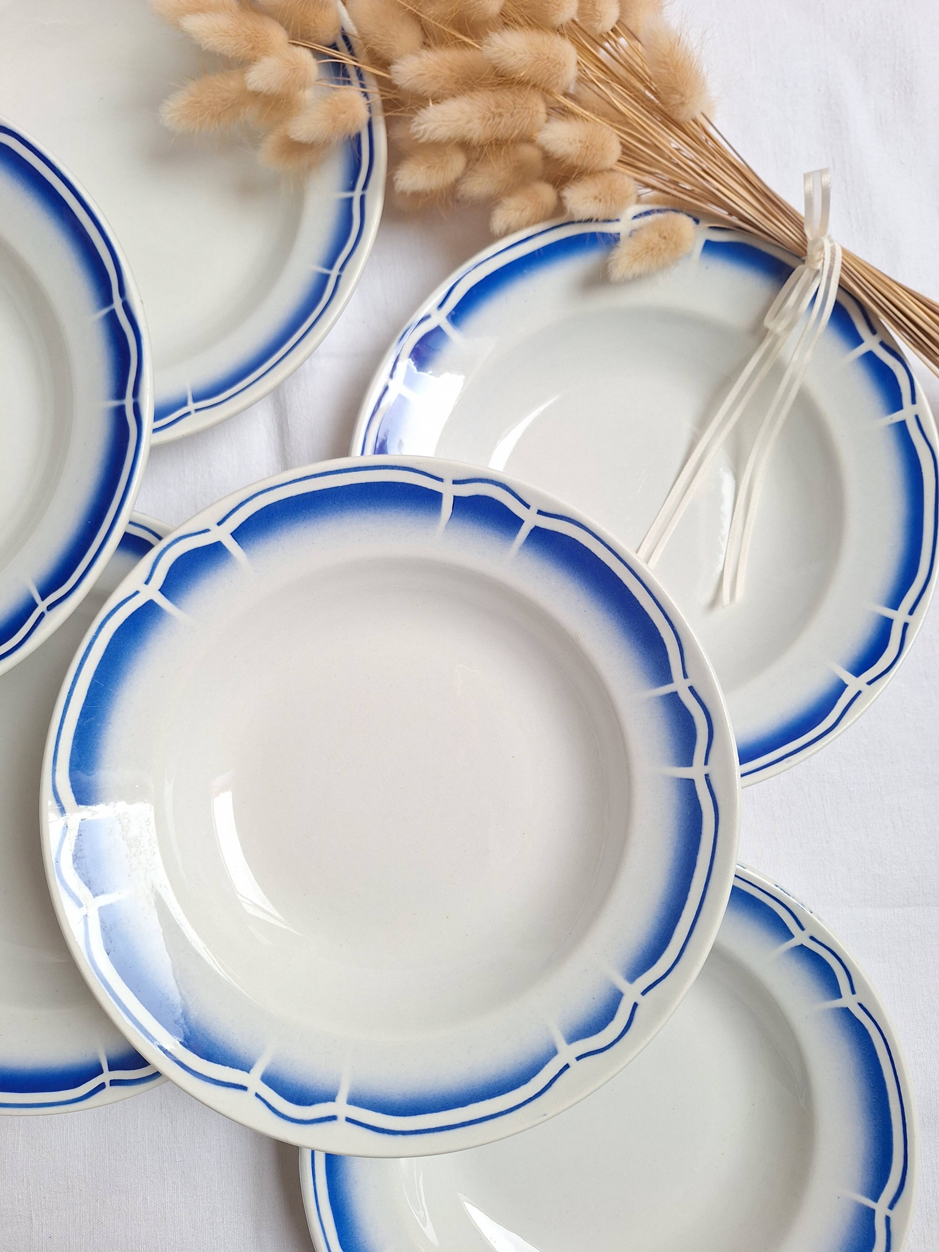 Deep plates / Art Deco salad plates Badonviller blue
