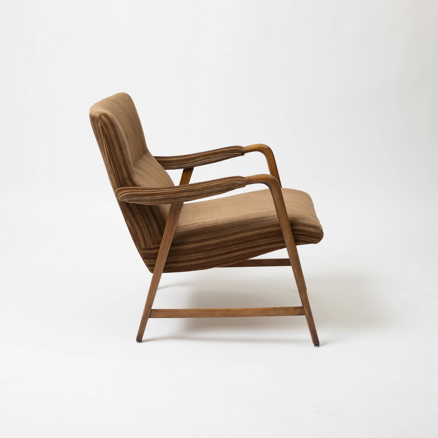 Italian lounge chair in beech and fabric, 1950s