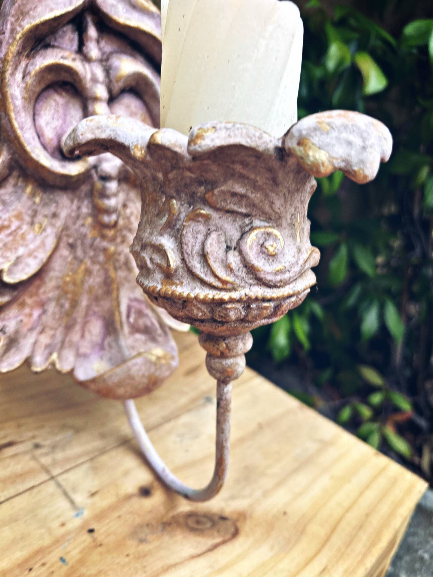 Incredible patinated wall candle holder