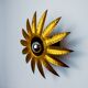 Sun wall lamp by ferro arte, metal and gold leaf, Spain, 1960