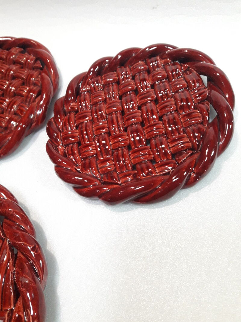 Trifle and 2 bottle coasters, woven ceramic