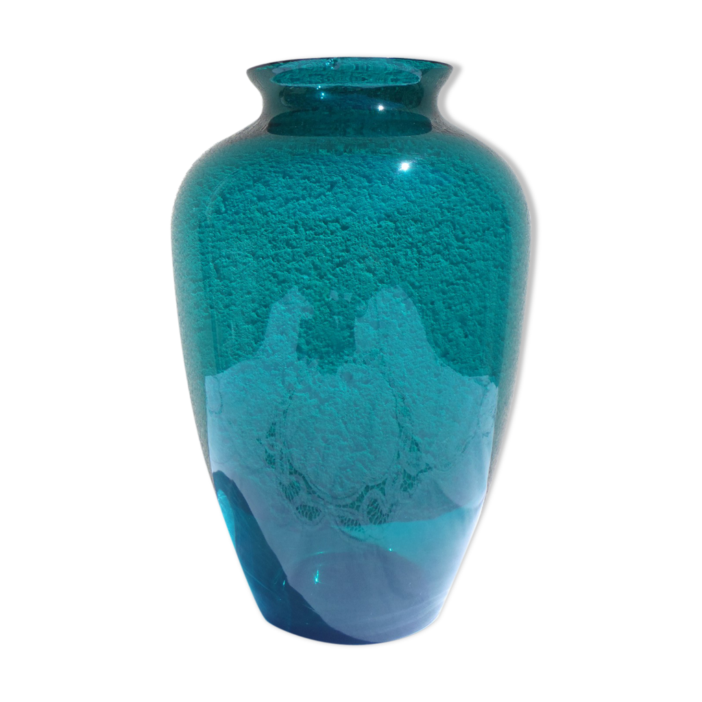Vase en verre transparent vert emeraude Selency