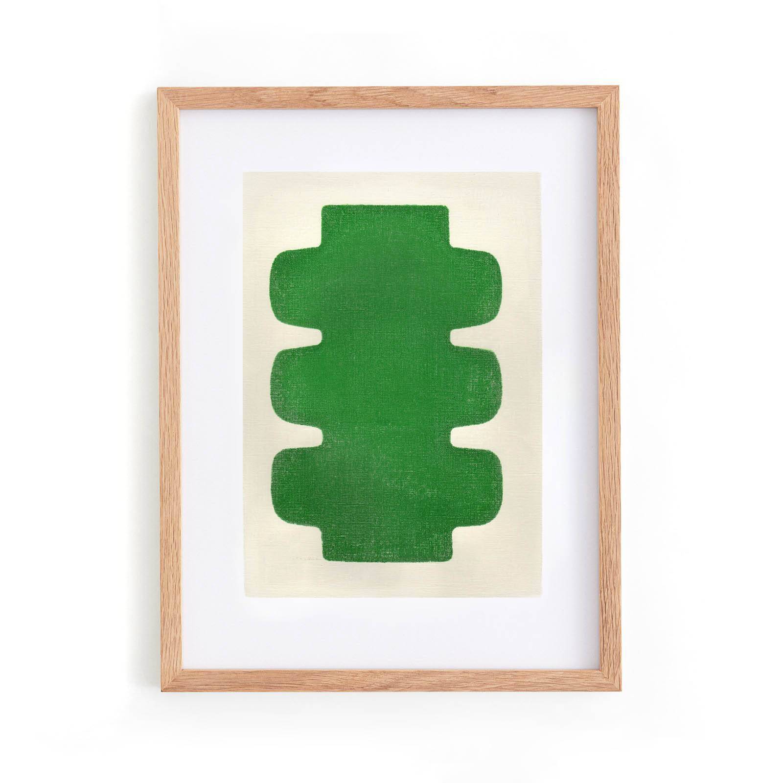 Abstract painting on paper - 30x40 - NUX green - signed Eawy