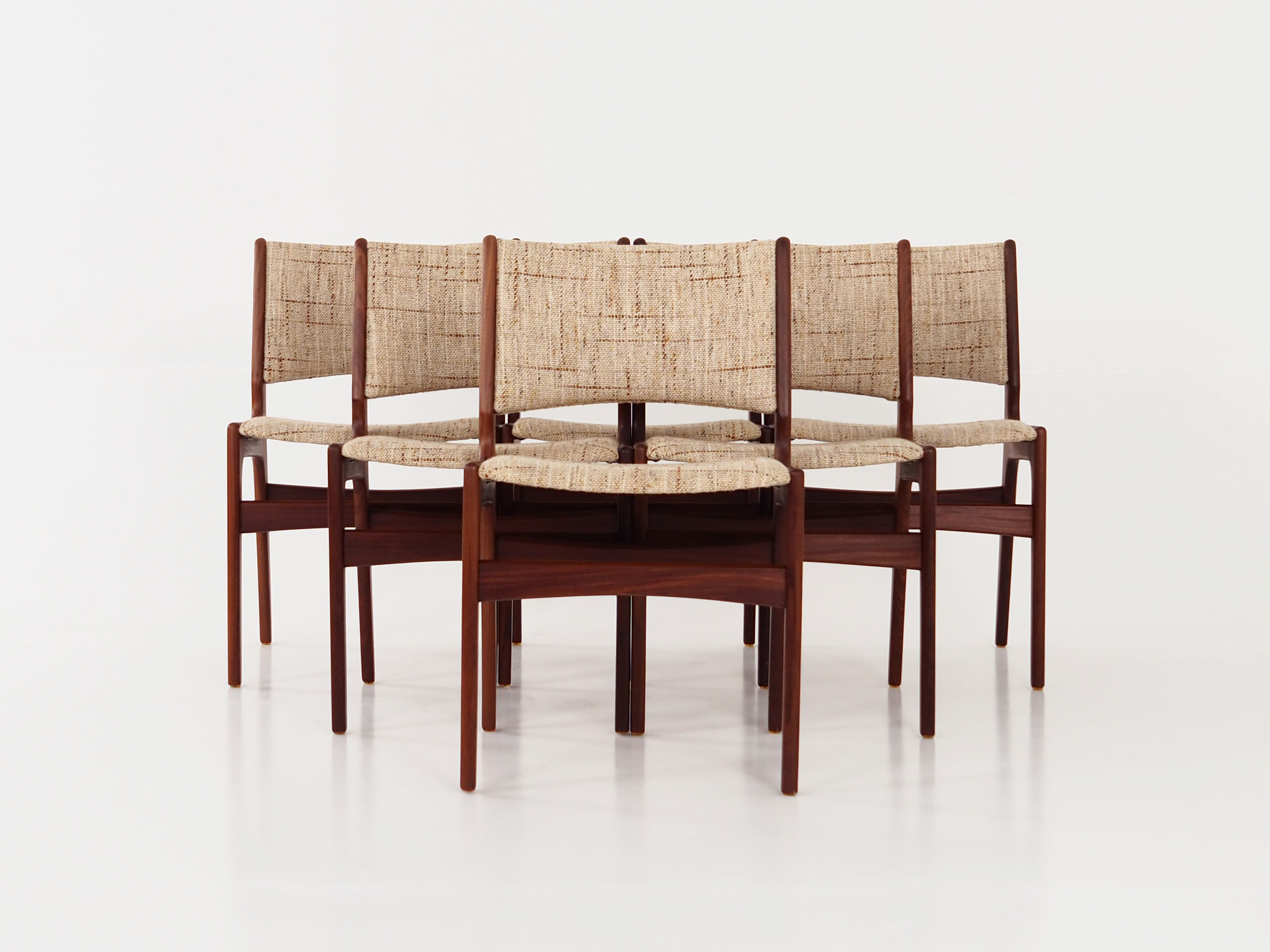 Six chairs by Henning Kjaernulf design, 70s design