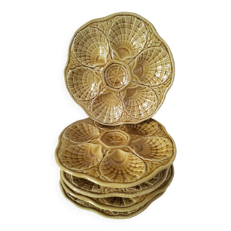 5 Sarreguemines caramel shell plates, 1950s