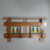 Art Nouveau wall coat rack with tiles