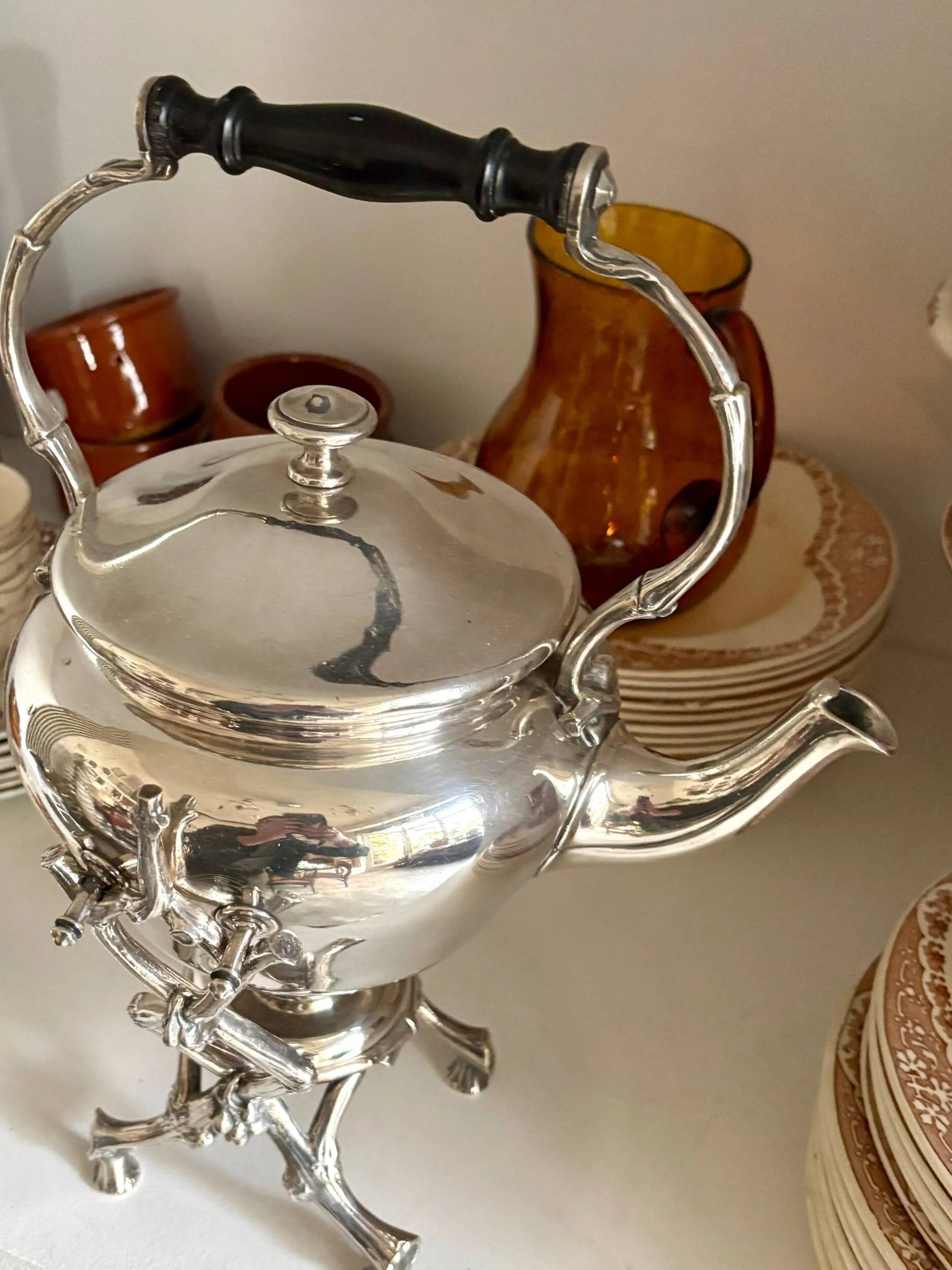 Samovar Christofle en métal argenté et ébène, vers 1860