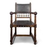 Renaissance style leather armchair