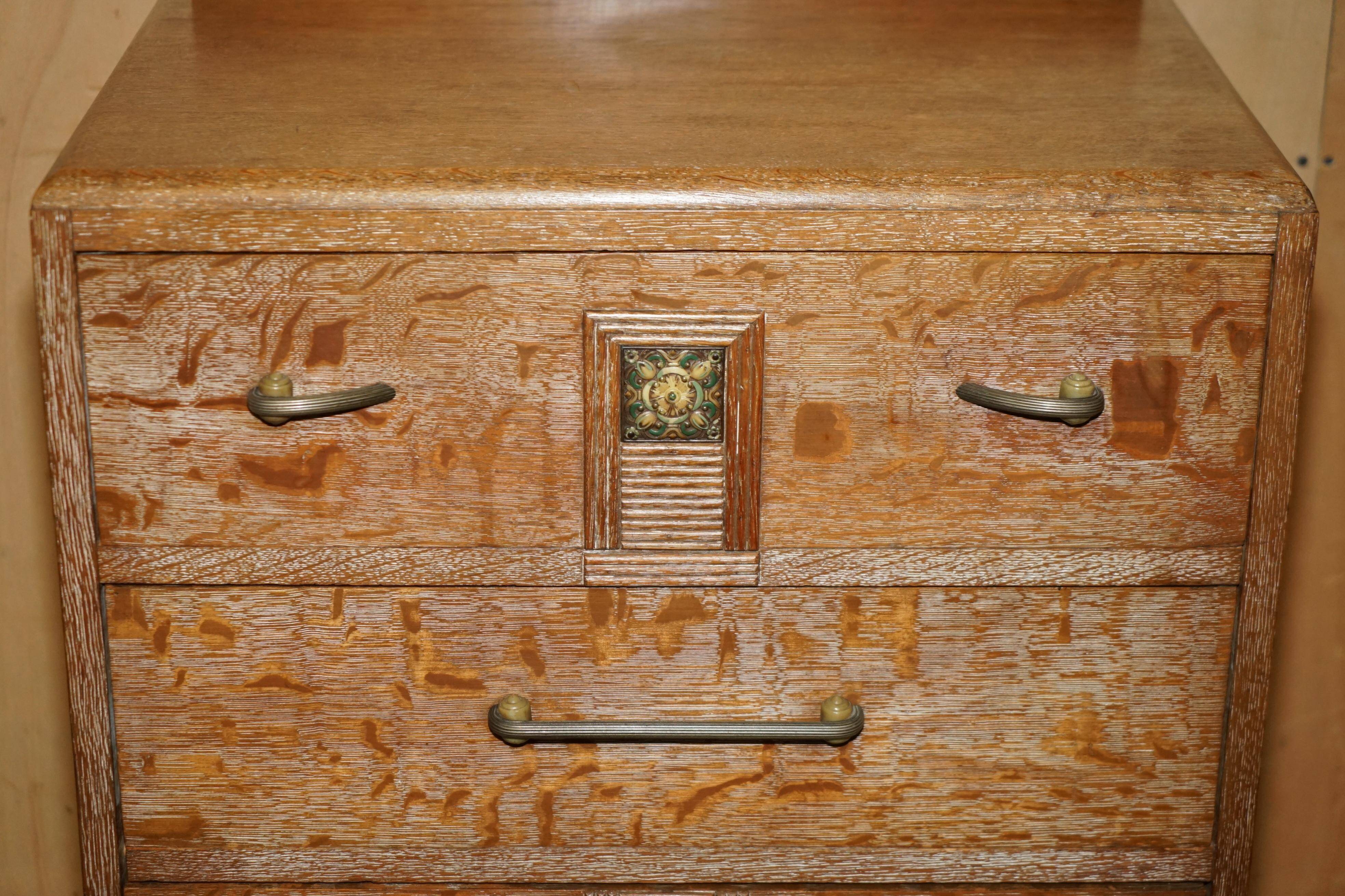 High Art Deco commode by Heals in bleached oak