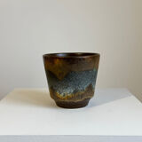 Vintage MCM handmade ceramic fat lava pottery flower planter Mid Centu