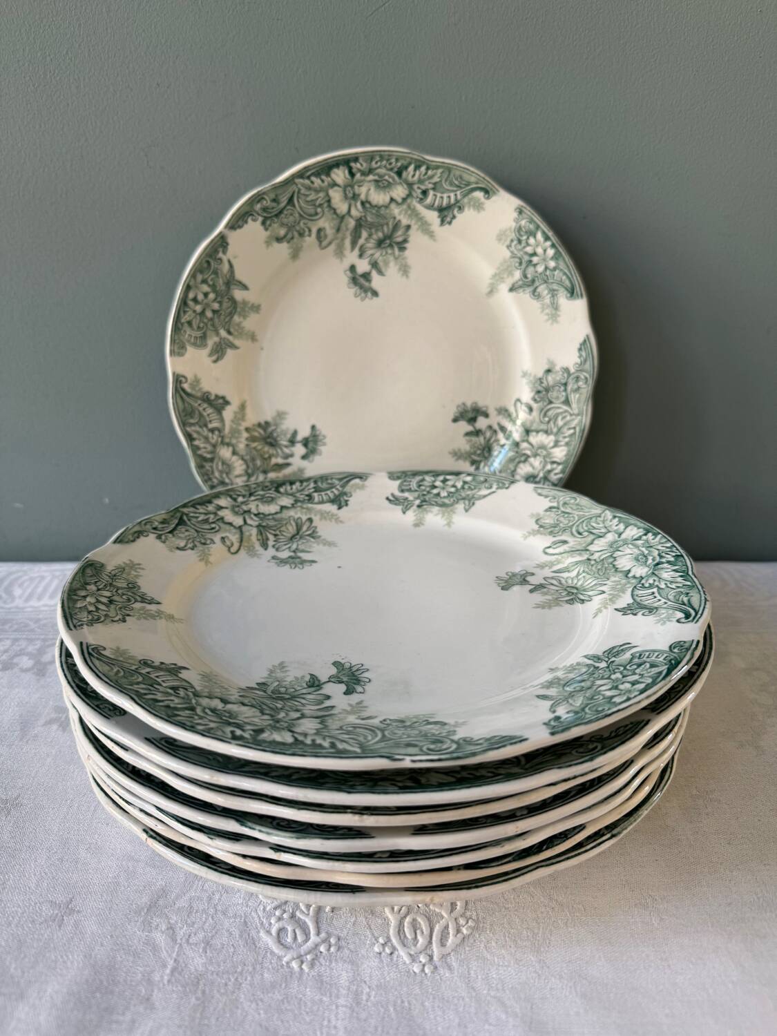 Série de 8 assiettes plates Terre de Fer XIXème, collection Sylvia