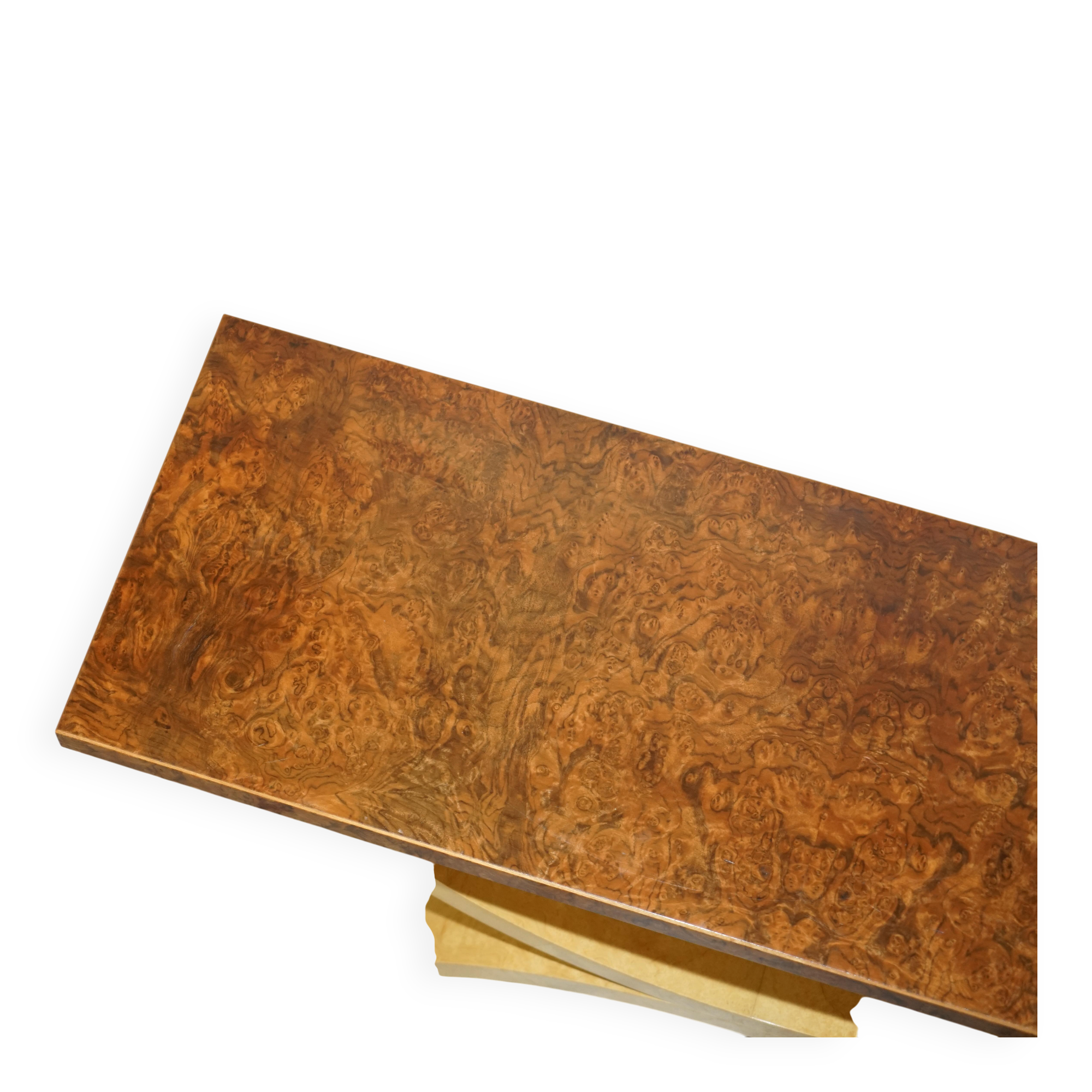 Large console in walnut, satinwood and oak by Andrew Varah.