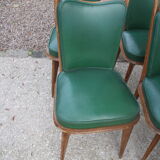 Series 6 chairs imitation green leather 1950