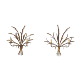 Pair of wall lamps sheaves of golden wheat