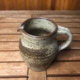 Old vintage brown stoneware pitcher le cep #a429