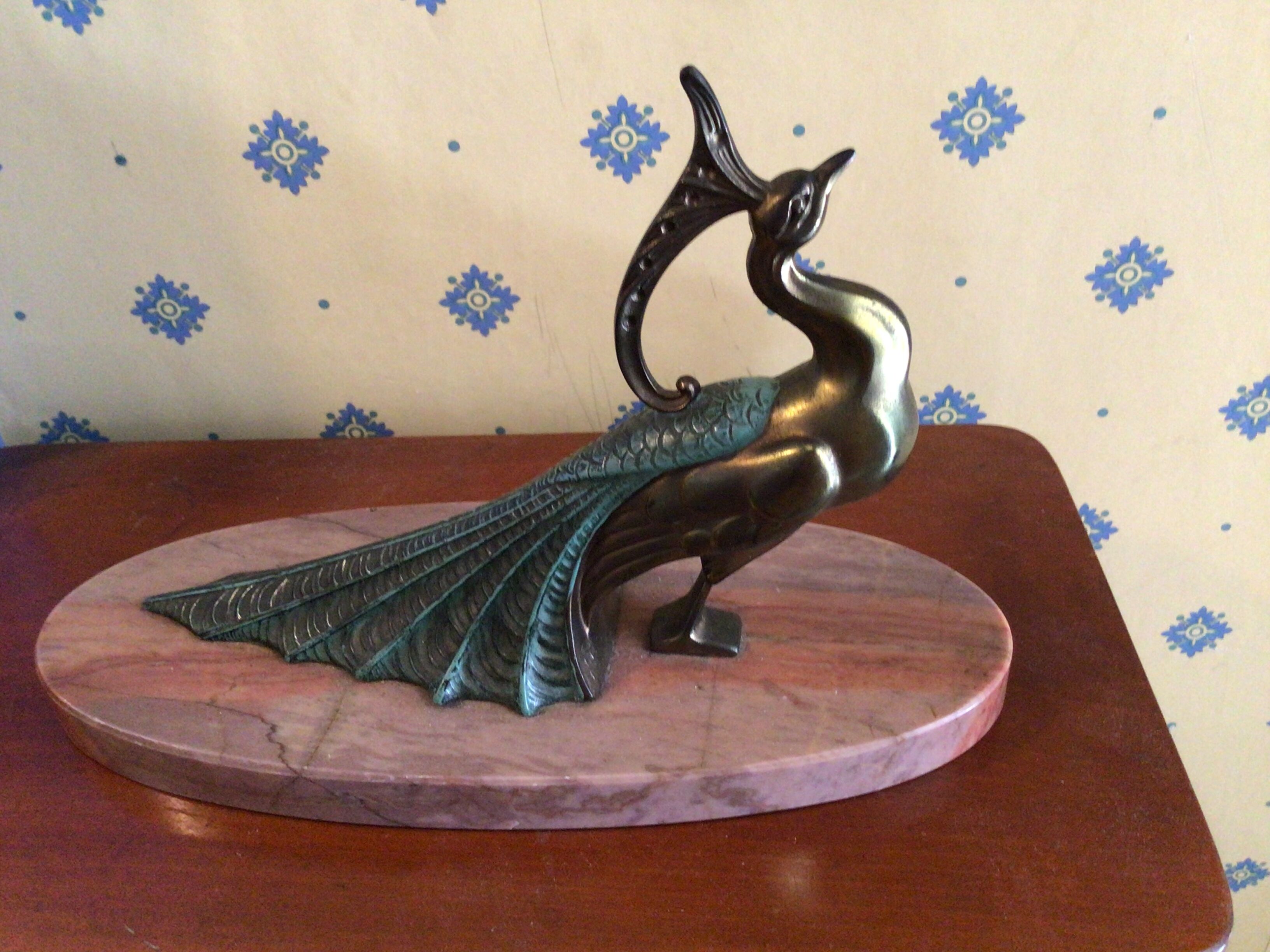 Bookhouse. Art Nouveau signed TED peacocks.