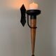 Large set of vintage modernist candle holders in iron and wood, in 2 pieces.