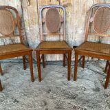 4 chaises anciennes style Louis XVI en bois et cannage, XIXème s.
