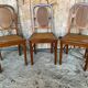Set of 4 Antique Louis XVI Style Chairs Wood + Caning 19th Century Vintage