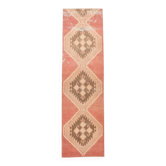 Tapis de couloir vintage en laine turque, 3 x 11, rose délavé et marron, 91 x 328 cm