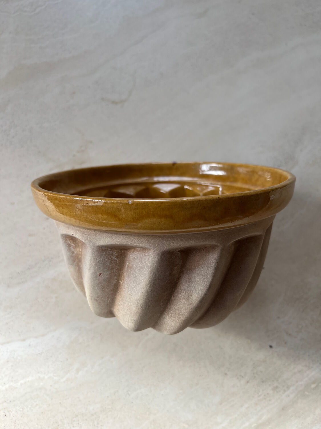 Old dish kouglof mold in enamelled terracotta