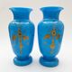 Pair of blue opaline vases