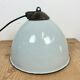 Industrial grey enamel factory lamp with cast iron top, 1960s