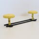 Wall coat rack in yellow and black metal, vintage