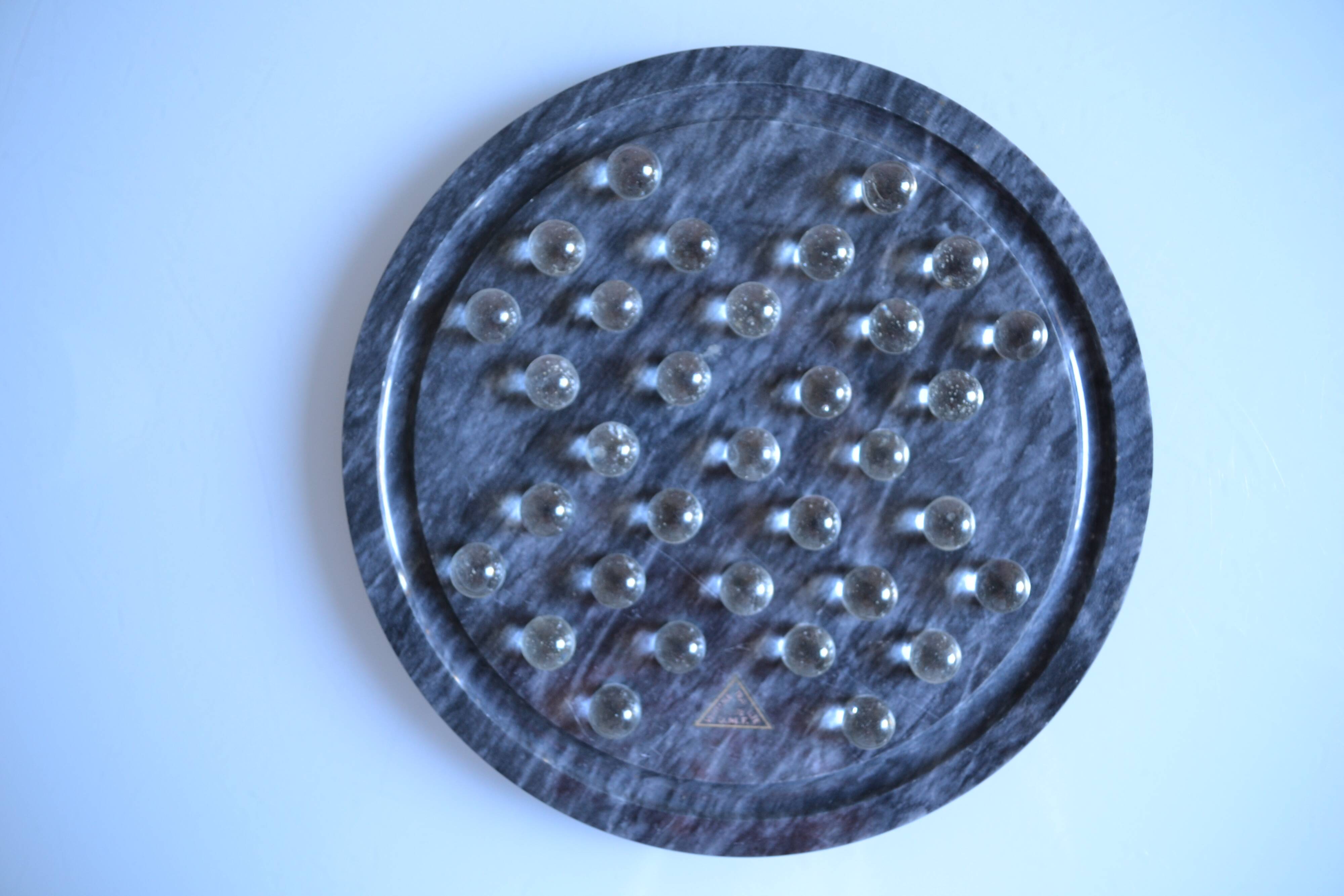 vintage marble and glass solitaire game