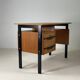Vintage oak and black wood desk from the 60s