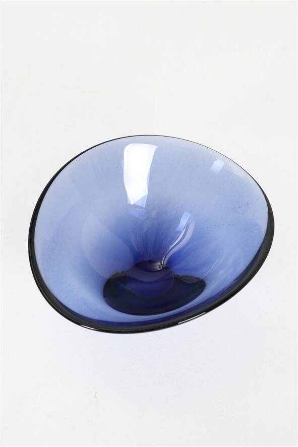 Handcrafted blue glass fruit bowl by Per Lütken for Holmegaard, 1950s