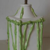 Old vintage lamp base bamboo decoration "Faience of Rodez"