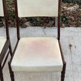 4 Scandinavian chairs in solid wood and white imitation leather