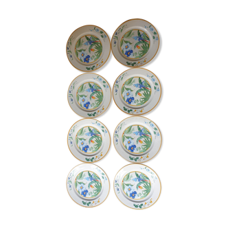 Ensemble de 6 assiettes végétales vintage