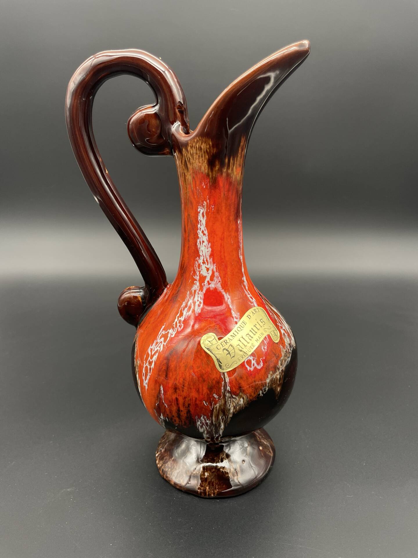 Ceramic jug from Vallauris with original label.