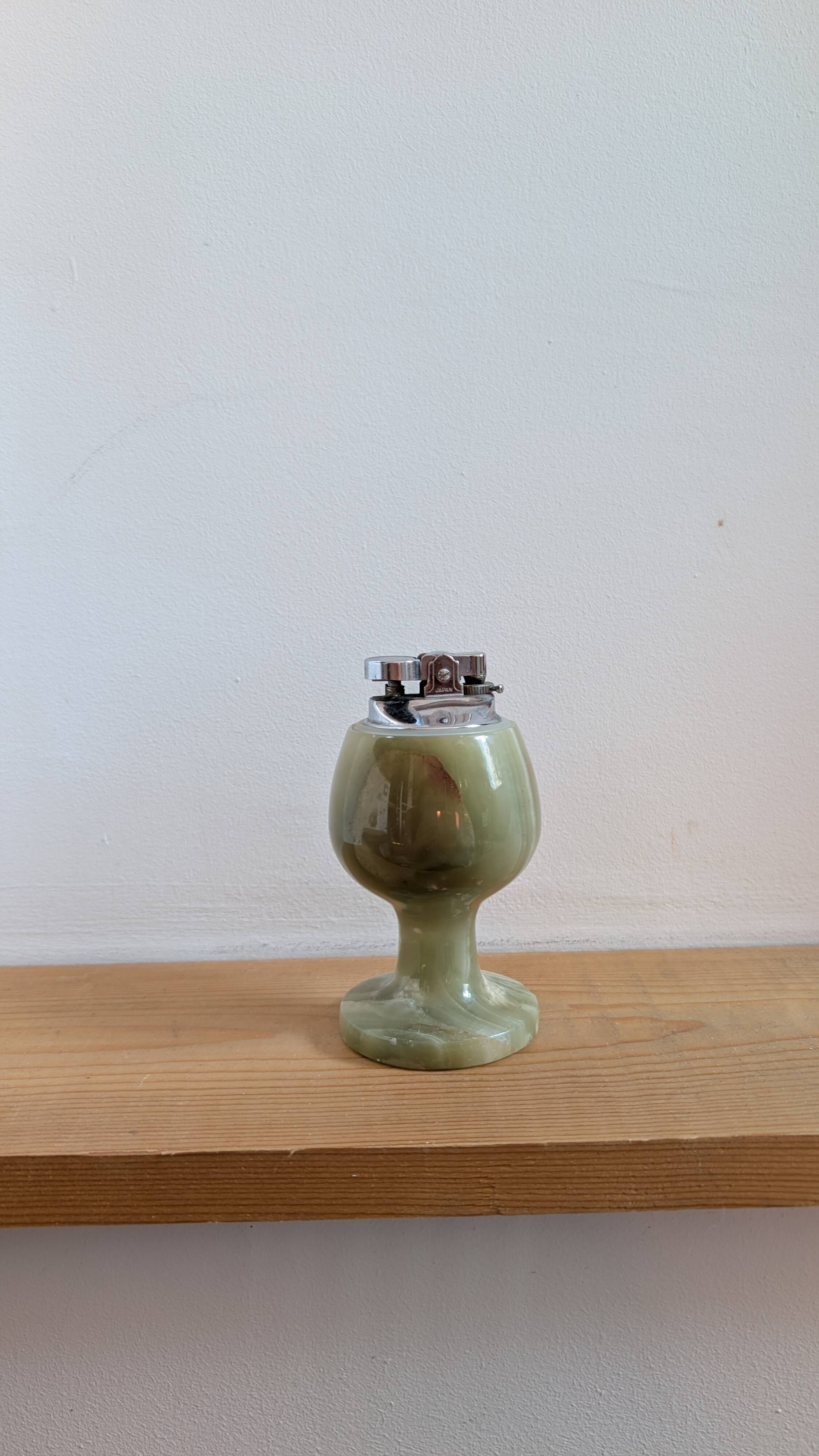 Vintage green onyx table lighter – 1970s style
