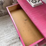 Vintage pink rattan chest of drawers