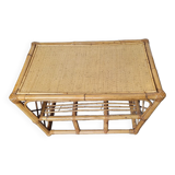 Table basse en rotin vintage