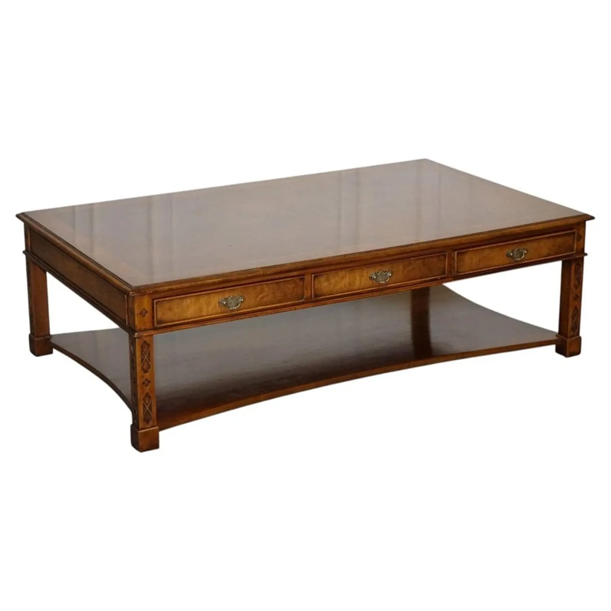 Large Georgian Coffee Table in Walnut Burr by Brights of Nettlebed London