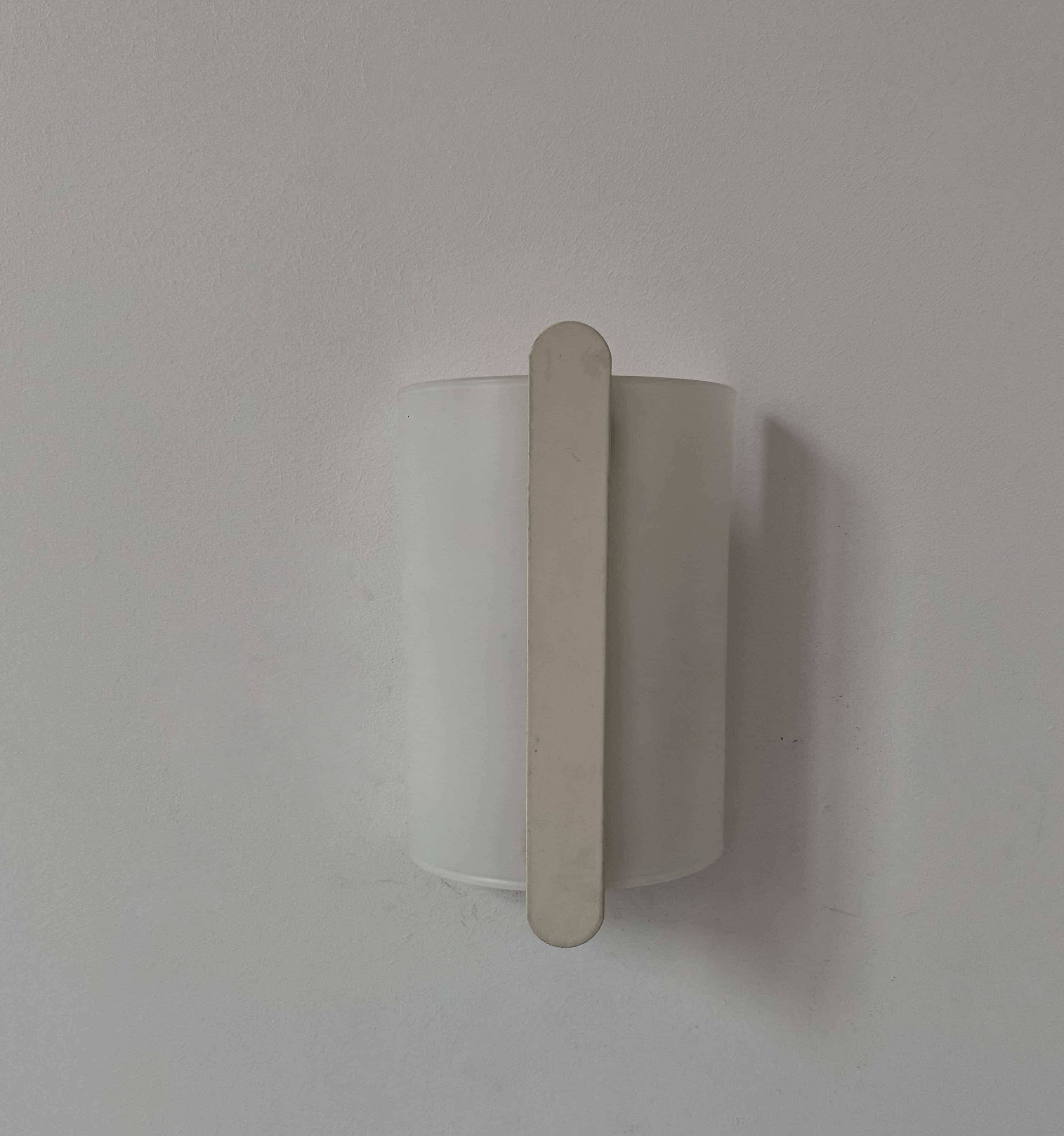 Vintage opaline glass wall light, Delmas France 1970